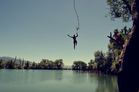 Dive rope swing lake
