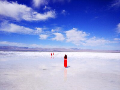 Chaka salt lake habitat sky photo