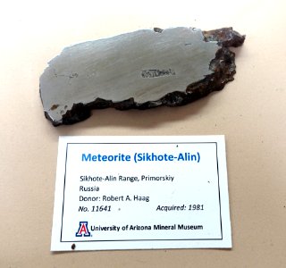 Sikhote-Alin meteorite, Russia - University of Arizona Mineral Museum - University of Arizona - Tucson, AZ - DSC08503
