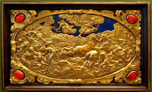 Six Mythological Scenes, 2 The Death of the Niobids, Antonio Gentili, Rome, c. 1600 AD, modelled c. 1552-1555 AD, gold plate with precious stones - Bode-Museum - DSC02536