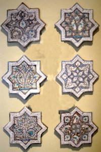 Six star tiles from Iran, late 13th or early 14th century, glazed stone-paste, Honolulu Academy of Arts photo