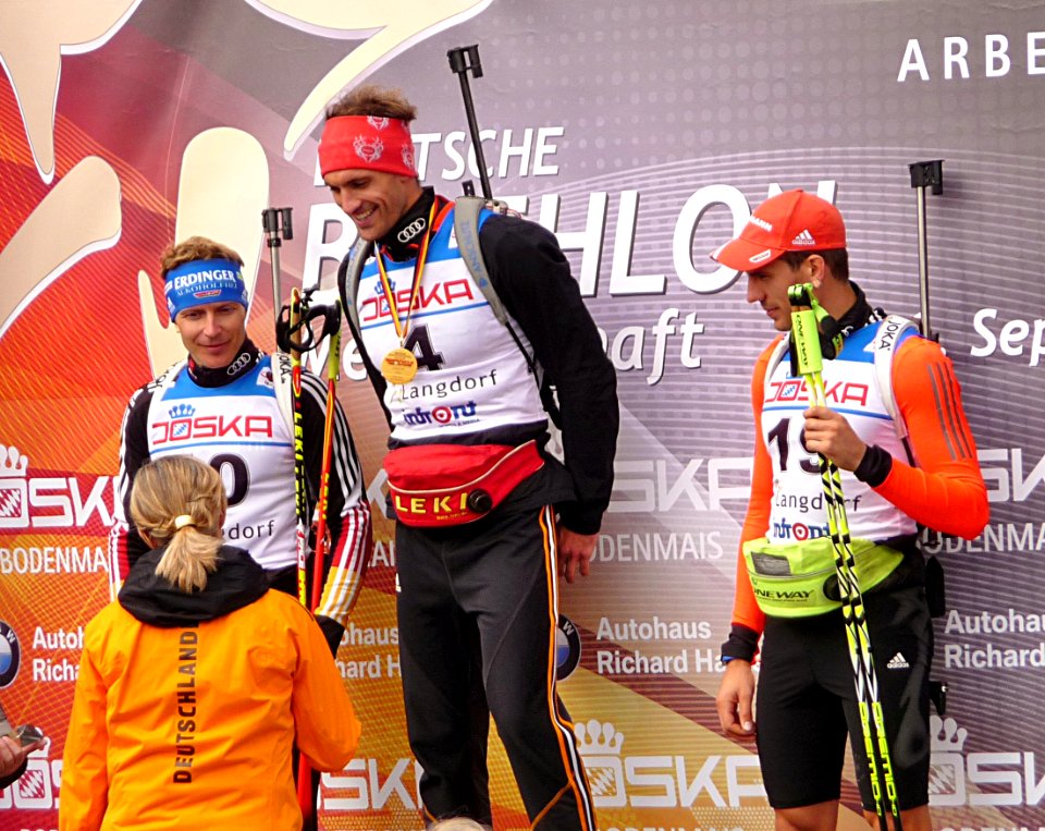 Siegerehrung Sprint Maenner Biathlon DM 2015