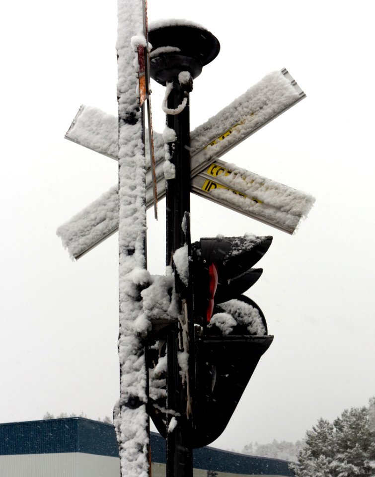 Signs in the snow on the closed Lysekil line
