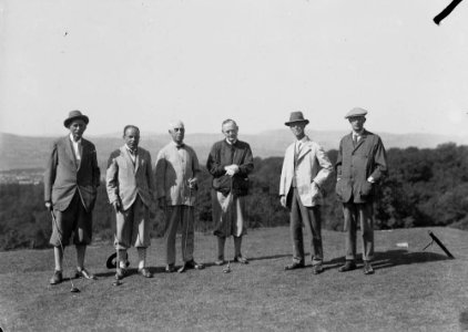 Six gentlemen golfers on a golf course (1294907)