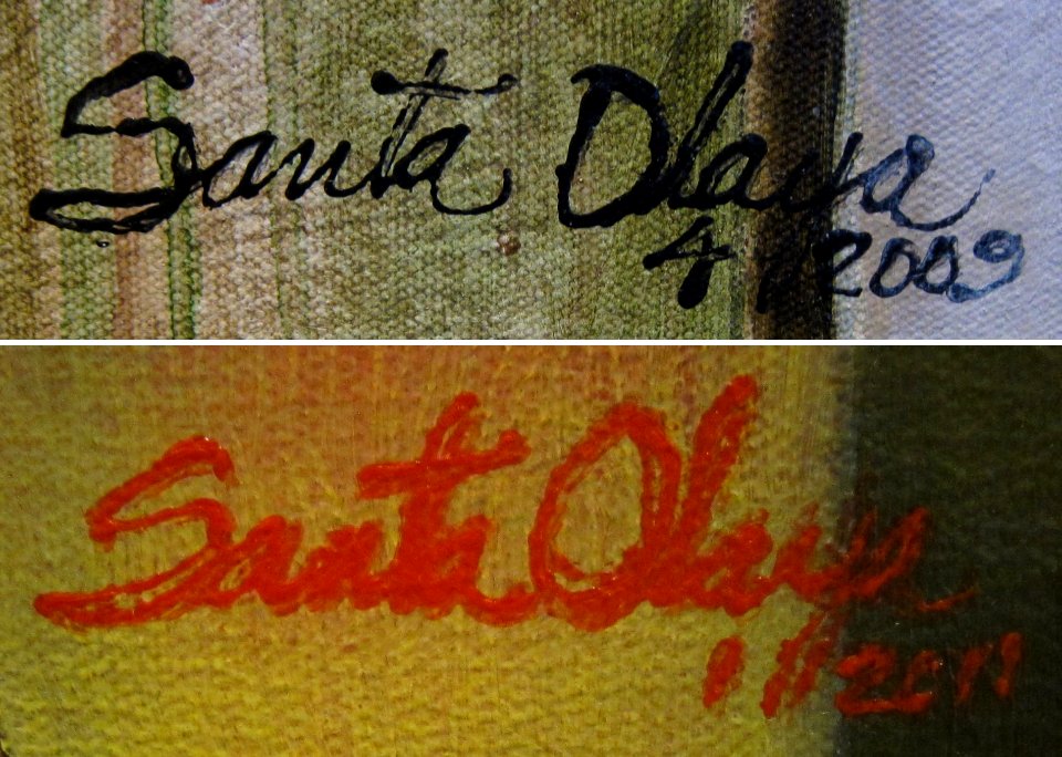 Signature of Cuban painter Hiremio Santa Olaya Garcia