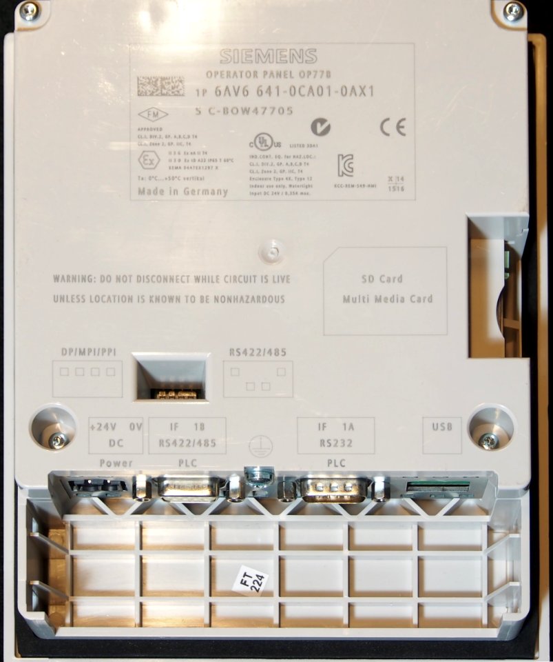 Siemens Operator Panel OP77B, achterkant
