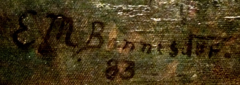 Signature of American painter Edward Mitchell Bannister from 1883