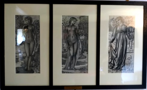 Signs of the Zodiac 3, designs for the Green Dining Room, now the Victoria & Albert Museum, by Edward Burne-Jones, 1865, charcoal - Kelmscott Manor - Oxfordshire, England - DSC09978
