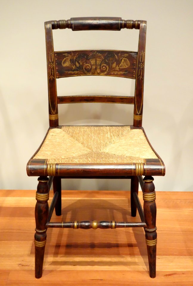 Side chair, Lambert Hitchcock (1795-1852), 1826-1829, painted wood and woven rush seat - De Young Museum - DSC00816