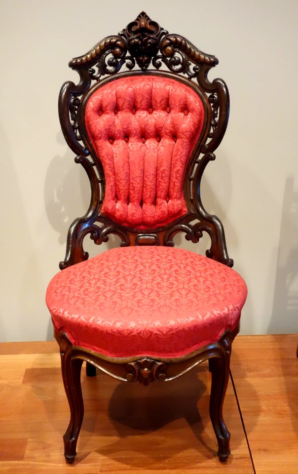 Side chair, Joseph Meeks & Sons, New York, c. 1850-1855, carved and laminated rosewood - De Young Museum - DSC00801