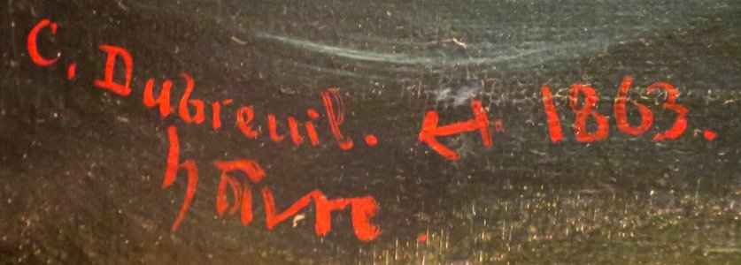 Signature of French painter Chéri-François-Marguerite Dubreuil, 1863