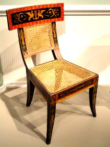 Side Chair, designed by Benjamin Henry Latrobe, decorated by George Bridport, Philadelphia, 1808, poplar and maple, gesso, paint and gold leaf, cane seat - National Gallery of Art, Washington - DSC08808