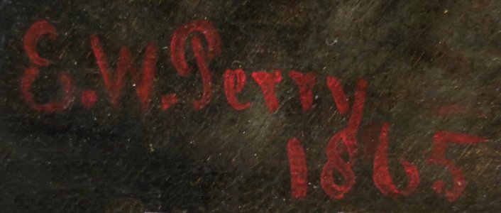 Signature of American painter Enoch Wood Perry, Jr., 1865