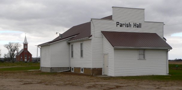 Sigel Church (Yankton Co SD) parish hall from SE w church