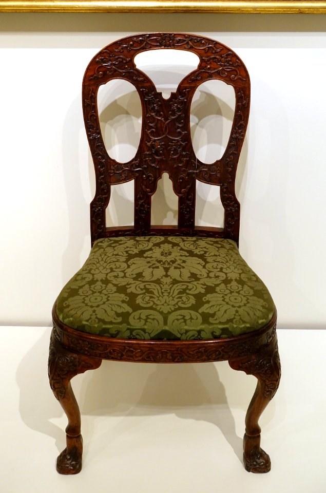 Side chair, Guangzhou, China, c. 1740, Asian rosewood (huanghuali), replaced silk brocade - Peabody Essex Museum - DSC07298