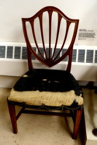 Side chair, Boston area, 1790-1810, original upholstery and brass tacks - Dedham Historical Society - Dedham Massachusetts - DSC04169