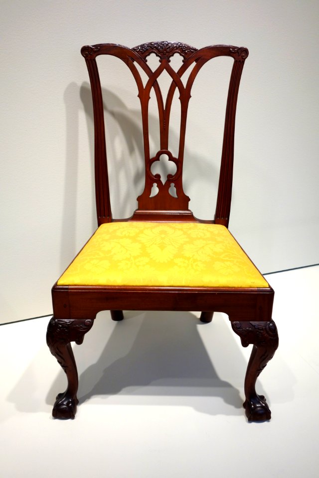 Side Chair, Philadelphia, 1765-1770, carving attributed to Martin Jugiez, mahogany - Chazen Museum of Art - DSC02484