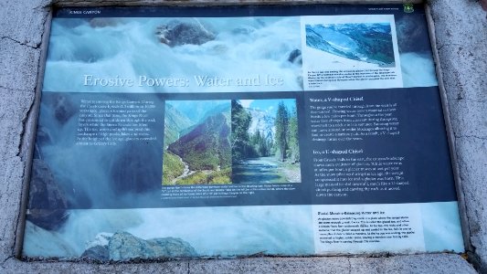 Sign in front of waterfall
