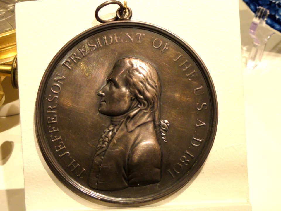 Silver peace medal, 1801, issued under President Thomas Jefferson and given to an Osage chieftain - National Museum of American History - DSC06195