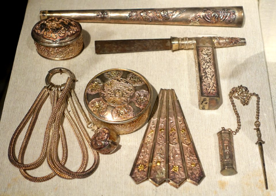 Silver objects, Kinh ethnic group, Hanoi - Vietnam National Museum of Fine Arts - Hanoi, Vietnam - DSC05217