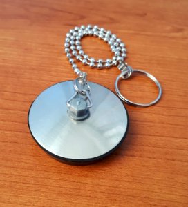 Sink plug with metallic top - F
