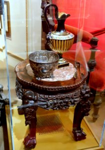 Silver and vase on a Chinese stool, P. T. Barnum household, c. 1880 - Circus Museum - John and Mable Ringling Museum of Art - Sarasota, FL - DSC00199