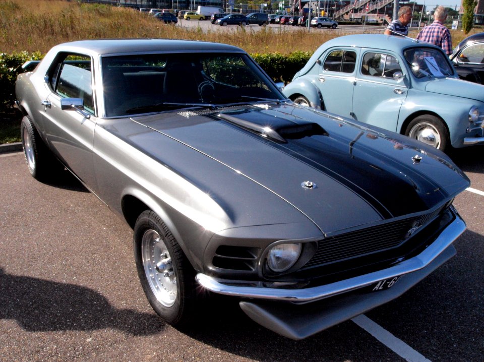 Silver colored Ford Mustang