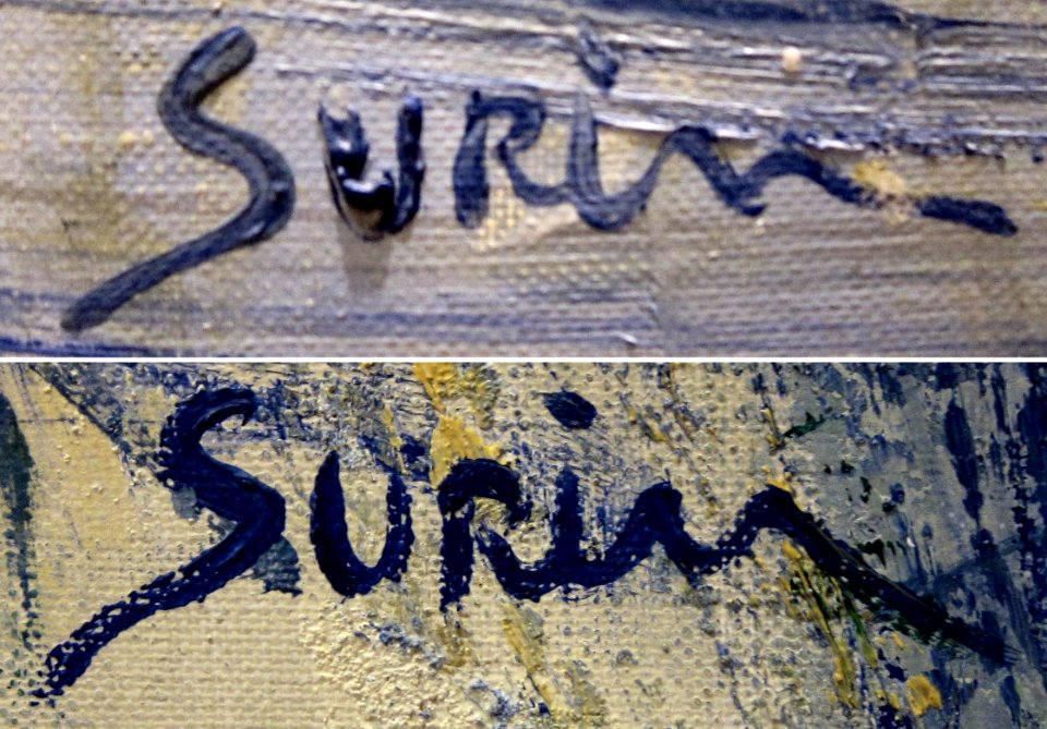 Signatures of French painter Jean-Paul Surin, born 1946