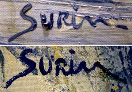 Signatures of French painter Jean-Paul Surin, born 1946