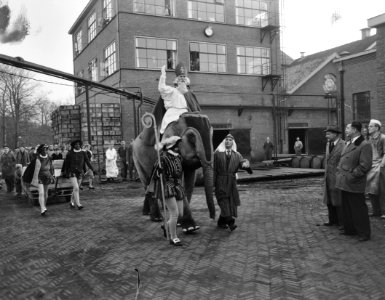 Sint Nicolaas op olifant bezoekt Chemische Fabriek Naarden, Bestanddeelnr 906-8672