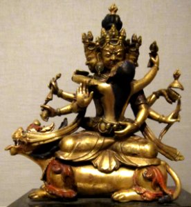 Simhanada statue from Nepal, 18th-19th century, Gilt bronze, Honolulu Museum of Art