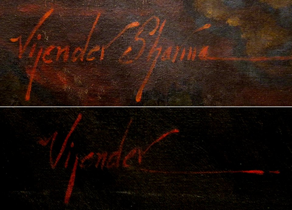 Signatures of Indian painter Vijender Sharma