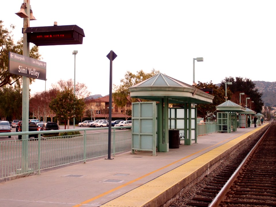 Simi valley train station at dusk from tracks