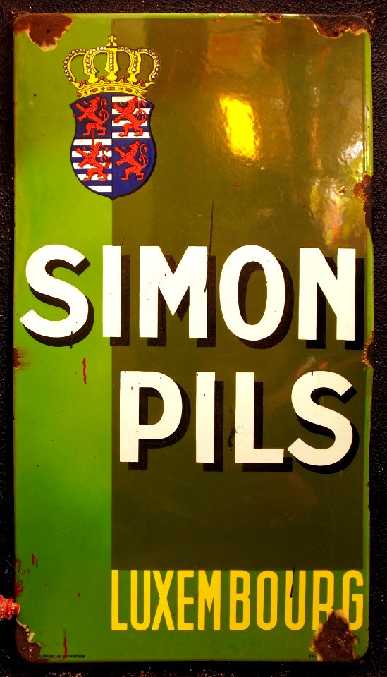 Simon Pils Luxembourg enamel advertising sign