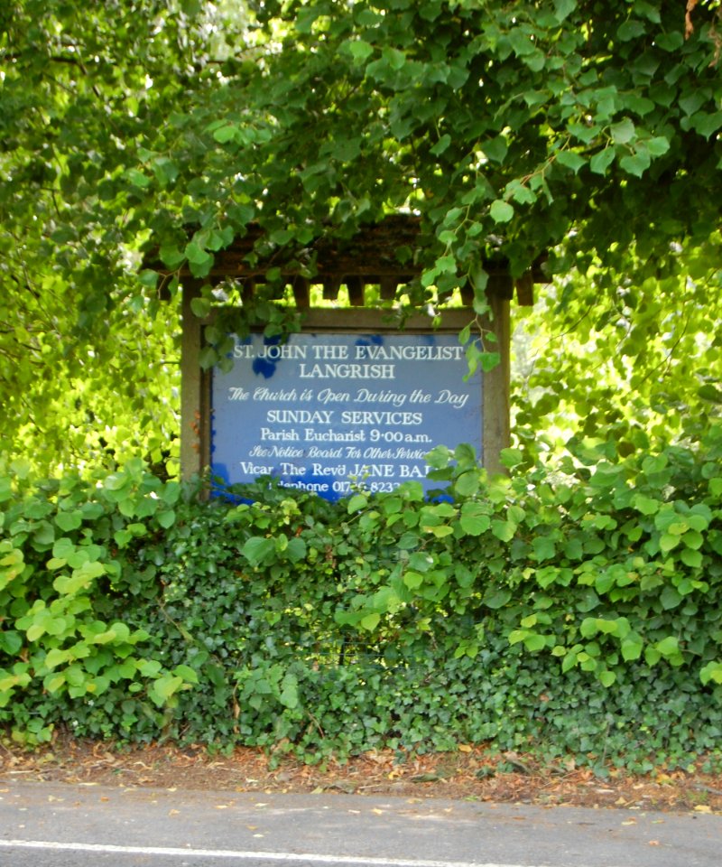 St John the Evangelist's Church, Winchester Road, Langrish (NHLE Code 1179126) (July 2019) (Signboard)
