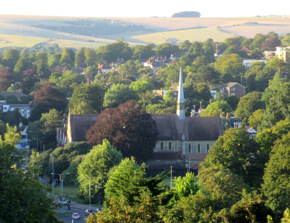 St John the Evangelist's Church, Preston Park seen from Highcroft Villas, Prestonville, Brighton (August 2016) (1)