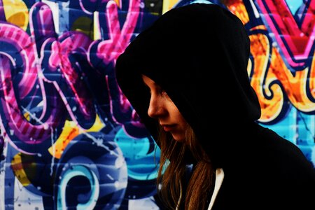 Girl graffiti hood
