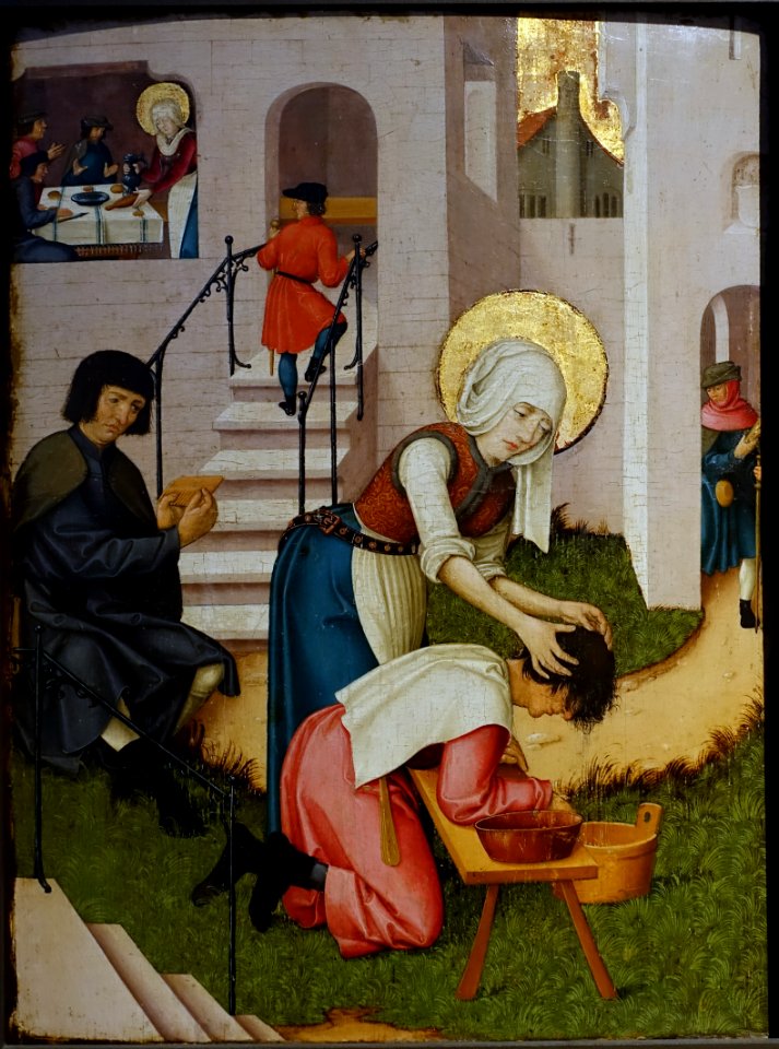 St. Verena washes the hair of a pestilent man, Schwaben, c. 1525 - Landesmuseum Württemberg - Stuttgart, Germany - DSC03047