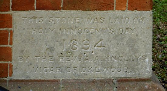 St John the Baptist's Church, Church Lane, Oakwood Hill (July 2013) (Foundation Stone)