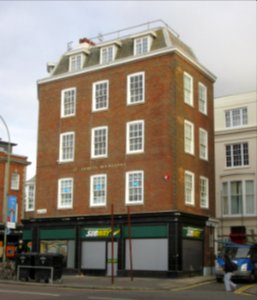 St James's Mansions, Old Steine-St James's Street junction, Brighton (December 2016)