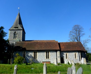 St John the Evangelist's Church, Epsom Road, Merrow (April 2014, from South) (2)
