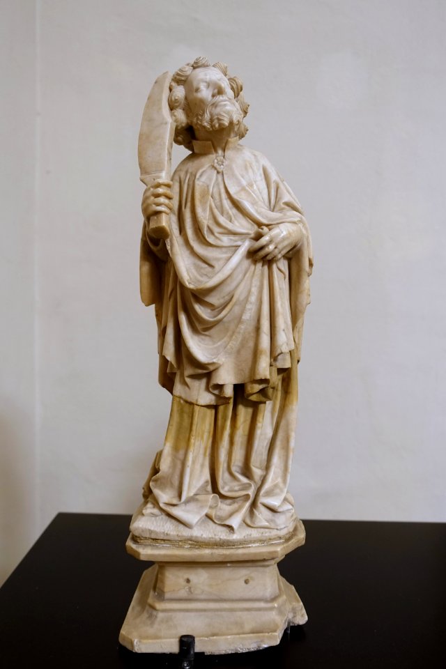 St. Philip and St. Bartholomew (St. Bartholomew), Master of the Rimini Altar, c. 1420, alabaster - Museum Schnütgen - Cologne, Germany - DSC00027