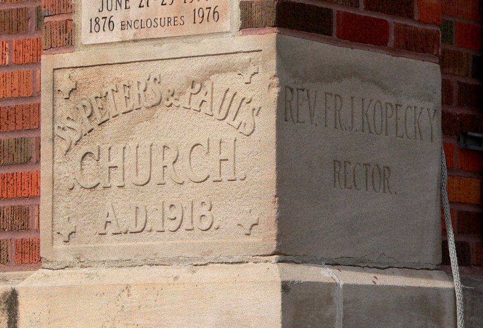 St. Peter's and Paul's Church (Abie, Nebraska) cornerstone