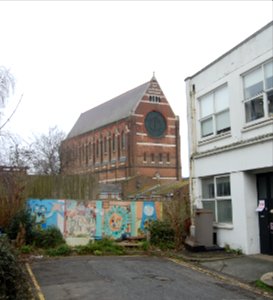 St Bartholomew's Church, Ann Street, Brighton (NHLE Code 1379913) (February 2020, seen from Belmont Street) (1)
