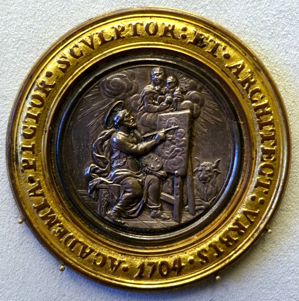 St. Luke painting the Madonna, by Giovanni Hamerani, Pope Clemens XI, prize medal for the Academy of St. Luke, Rome, 1704 - Bode-Museum - DSC02796