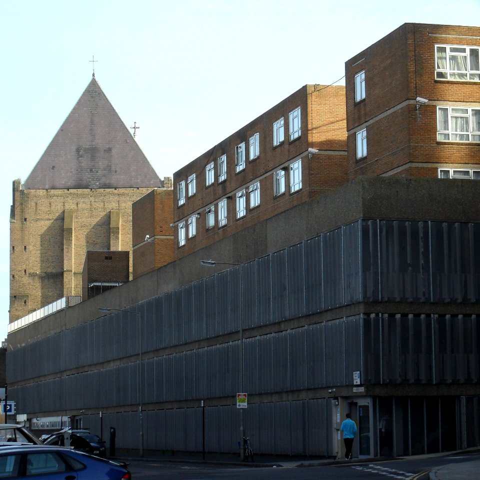 St Bartholomew's Church and London Road Car Park, Brighton (September 2010, seen from Providence Place)