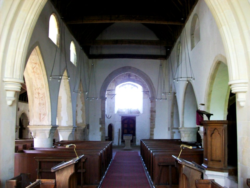 St Andrew, Beddingham, interior looking west