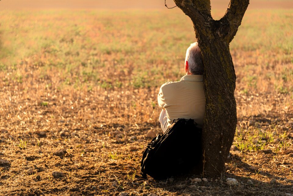 Leaning resting alone