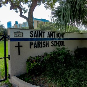 St Anthony school wall with signage Fort Lauderdale Florida 