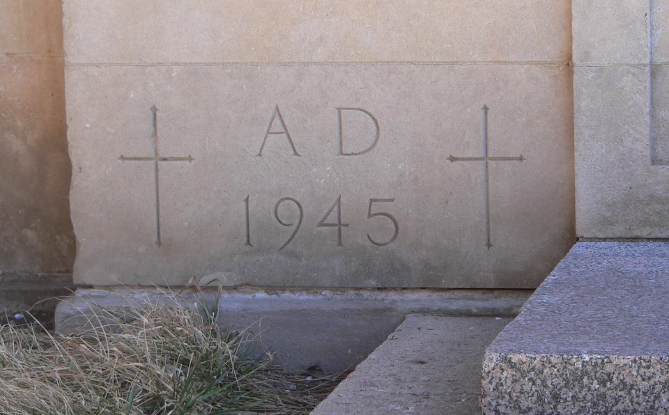 St. Therese Hall (Marty Indian School) cornerstone 1